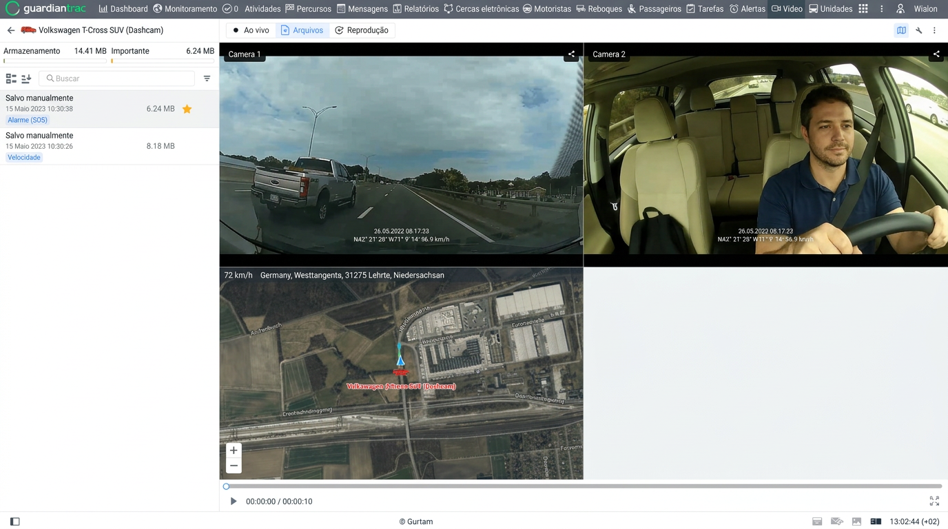 Interface GuardianTrac Videotelemetria